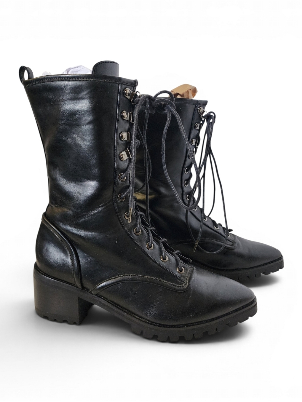 Withcy Widow Lace-Up Pointed Toe Combat Boots